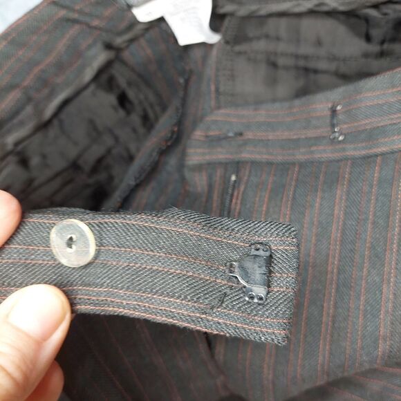 Woman's Franco Mirabelli Black with Brown Stripes Wide Leg Dress Pants - Picture 9 of 11